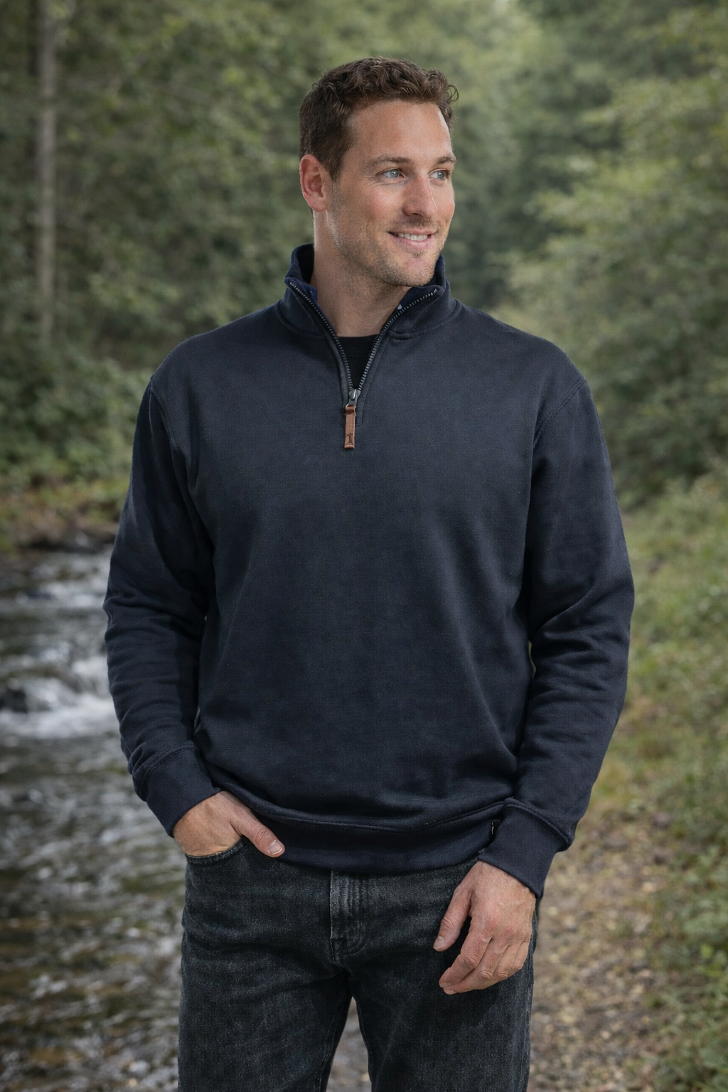 Zipper Fleece Pullover [c:gunmetal Size:2xl]