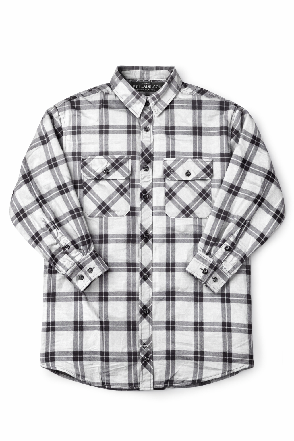 Quilted Flannelette Shirt [c:grey/black Size:2xl]
