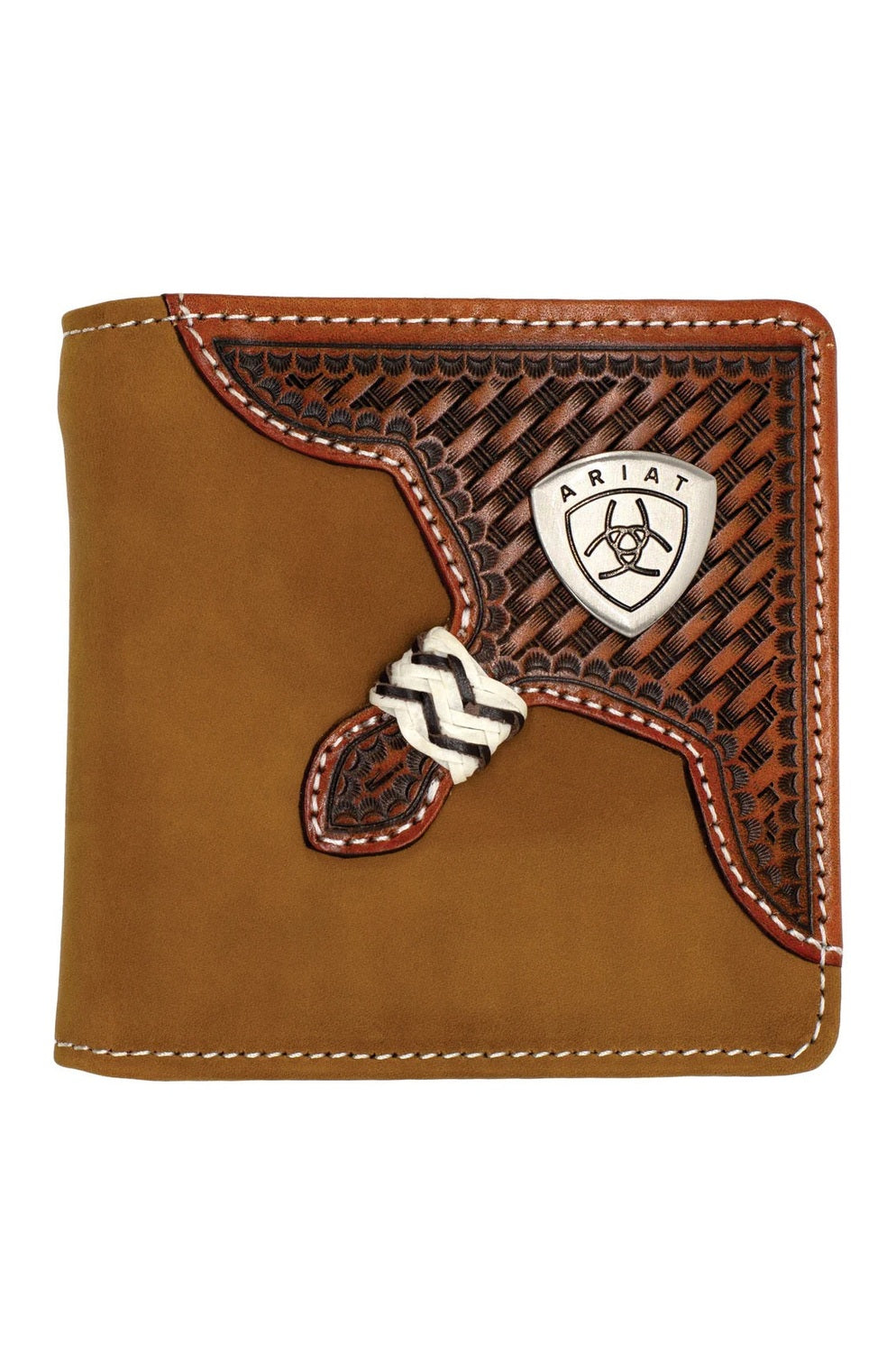 Bi-fold Wallet [style:basket Weave Overlay C:dark Tan]