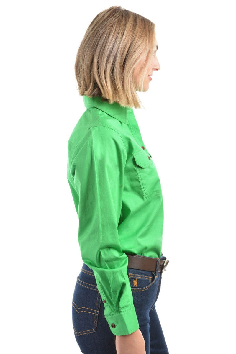Half Placket Light Cotton Shirt [c:lime Green Size:10]