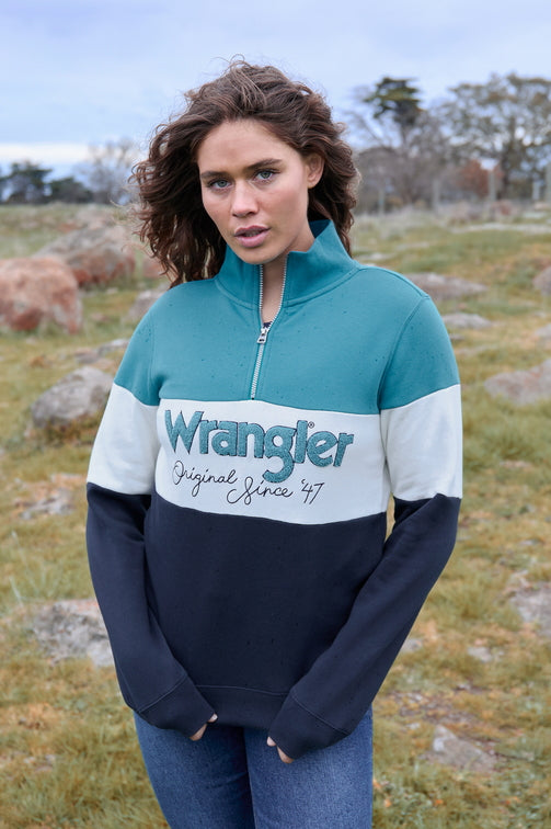 Dana 1/4 Zip Pullover [c:navy/teal Size:10]