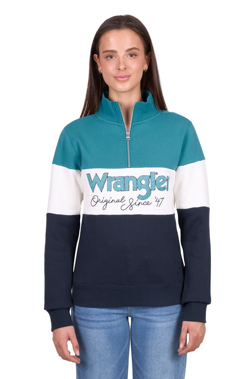 Dana 1/4 Zip Pullover [c:navy/teal Size:10]