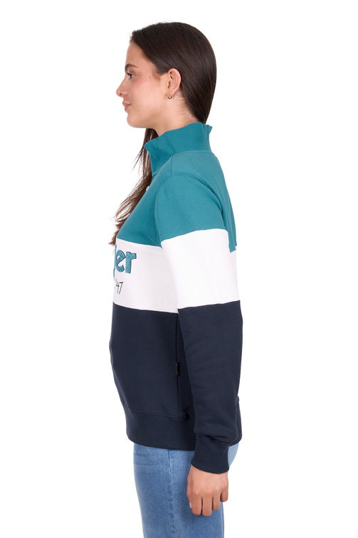 Dana 1/4 Zip Pullover [c:navy/teal Size:10]