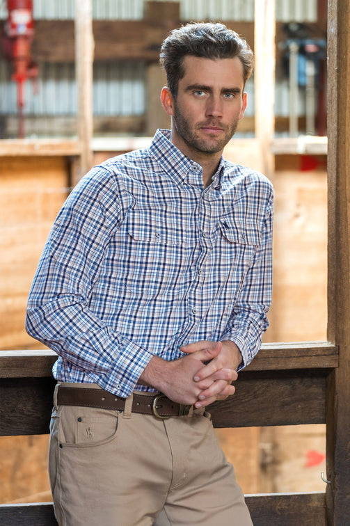 Patrick Shirt [c:blue/tan Size:s]