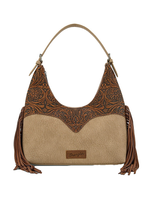 Tooled Fringe Shoulder Bag [c:camel/tan]