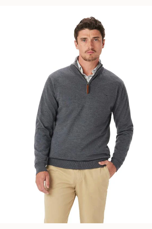Ernest Merino 1/4 Zip Knit [c:sea Mist Size:m]