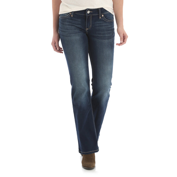 WMNS RETRO MID RISE B/CUT 34LEG JEAN MAE DARK BLUE 00