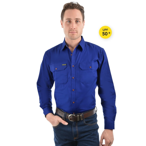 MENS FULL PLACKET LIGHT COTTON SHIRT ROYAL BLUE 4XL