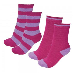 KIDS THERMAL SOCKS TWIN PACK BRIGHT PINK/LILAC 3/8 (Disc 07/21)