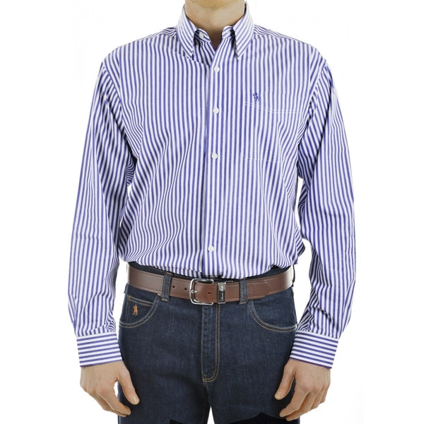 MENS LAWSON 1-PKT L/S SHIRT BLUE/WHITE S