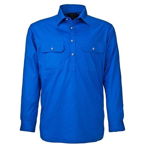 Pilbara Closed Front Shirt Cobolt Blue L/S S