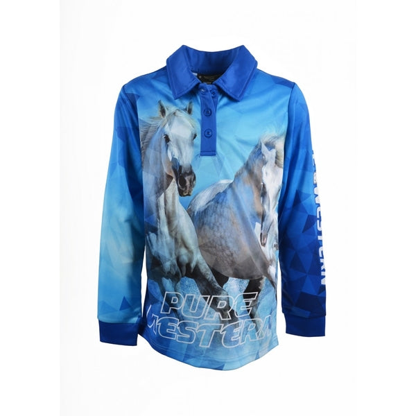 GIRL’S RHINESTONE RIDER L/S TOP BLUE 4 SS21 (Disc 06/22)